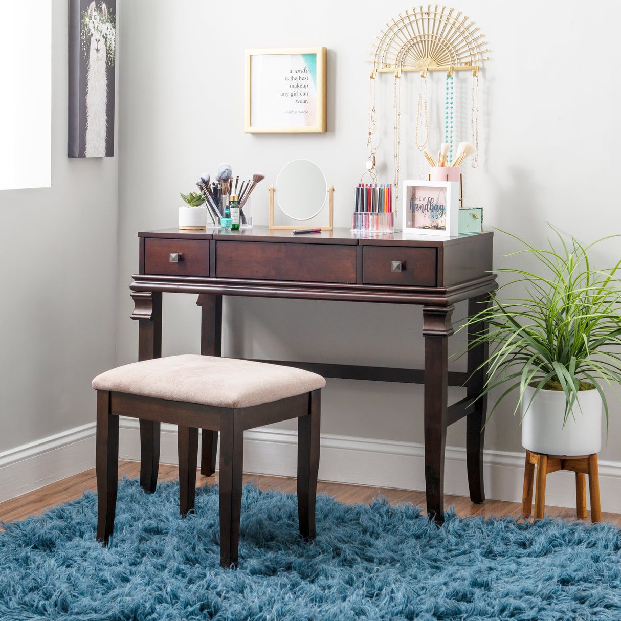 Angela Walnut Vanity Set