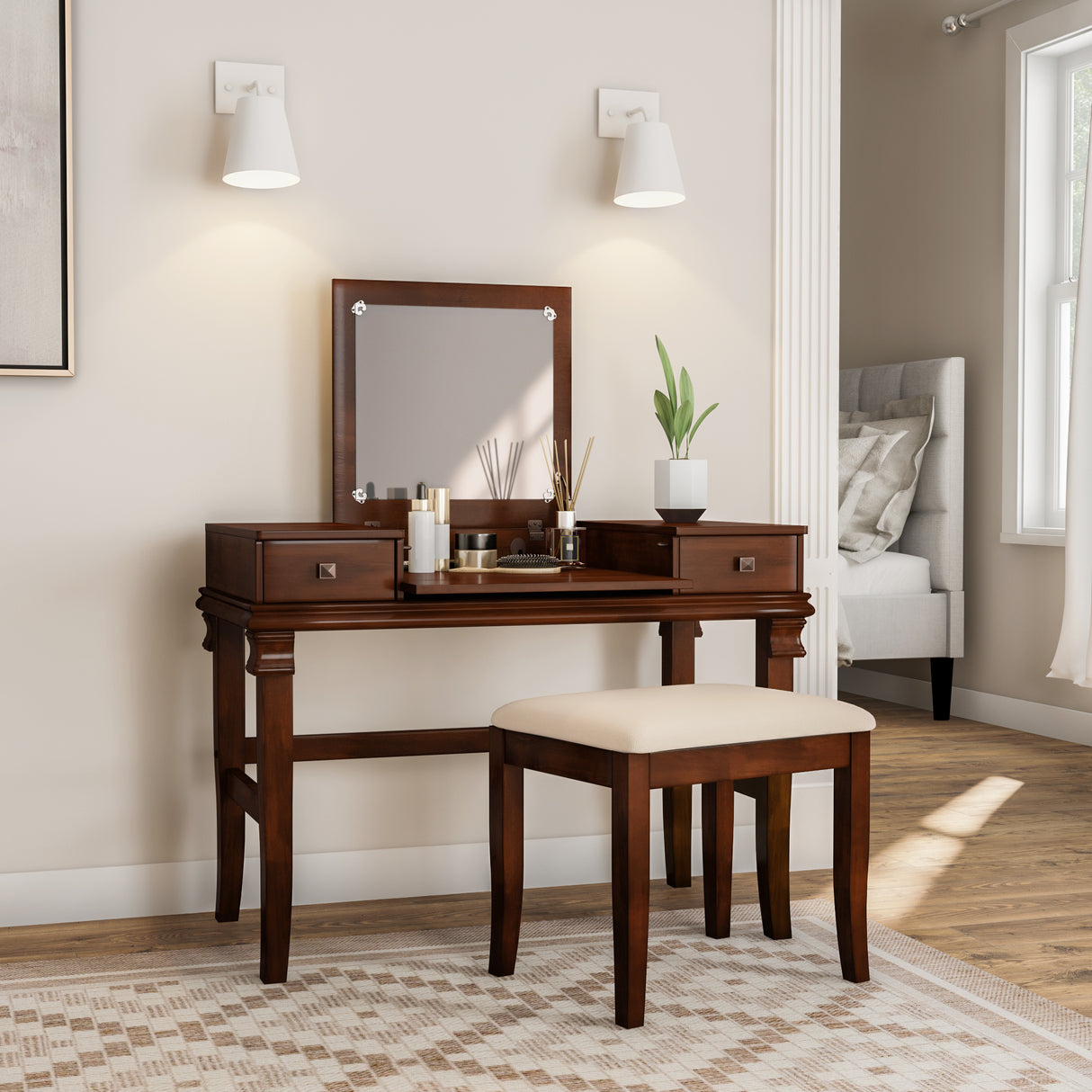 Angela Walnut Vanity Set