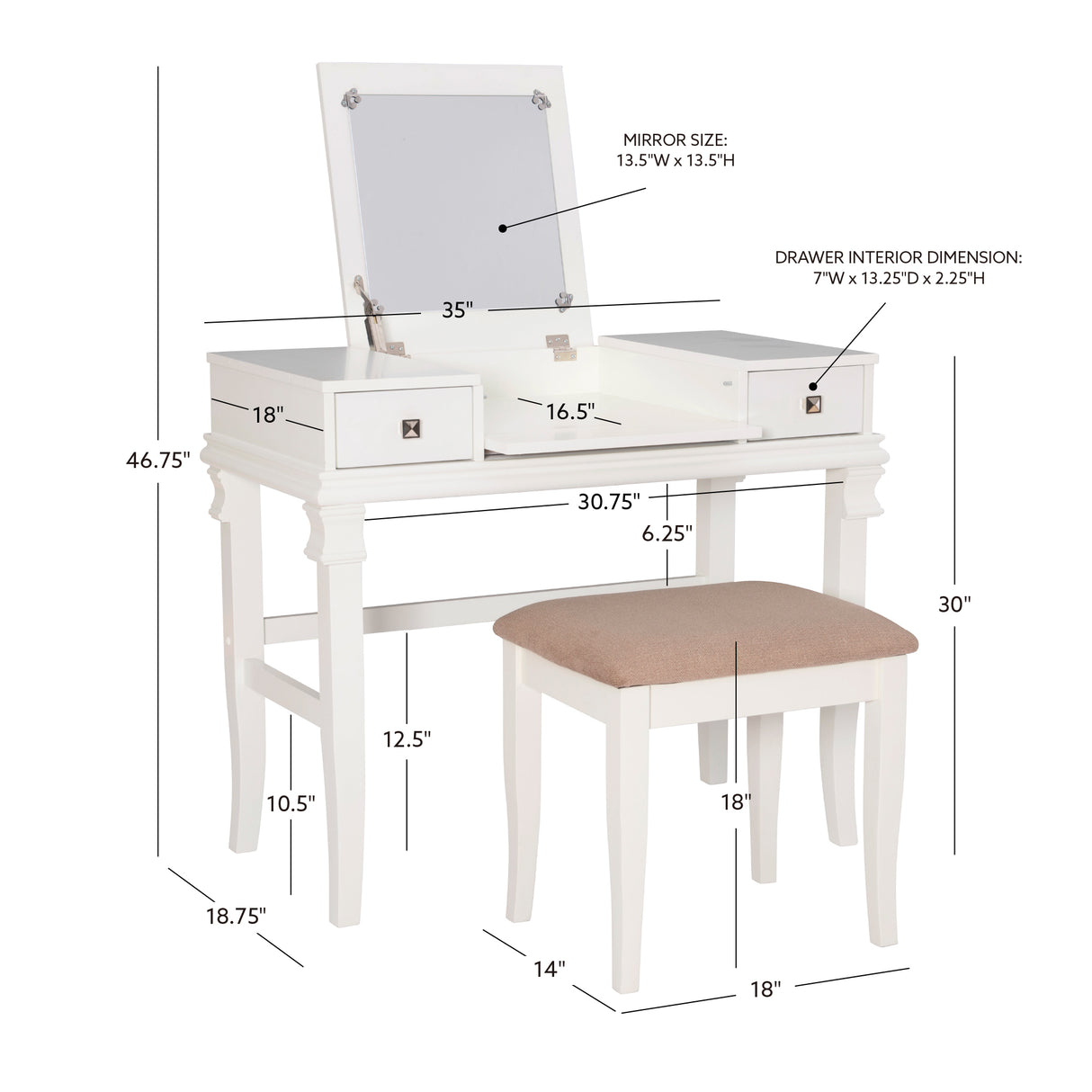 Angela Walnut Vanity Set