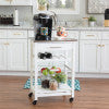 Zoey White Kitchen Cart Stainless Steel Top