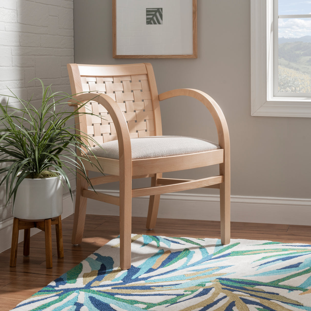 Wendy Woven Natural Armchair with Upholstered Seat