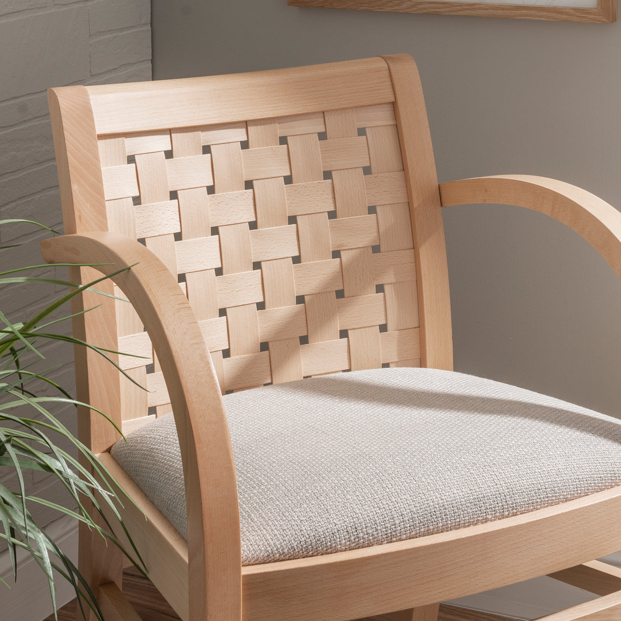 Wendy Woven Natural Armchair with Upholstered Seat