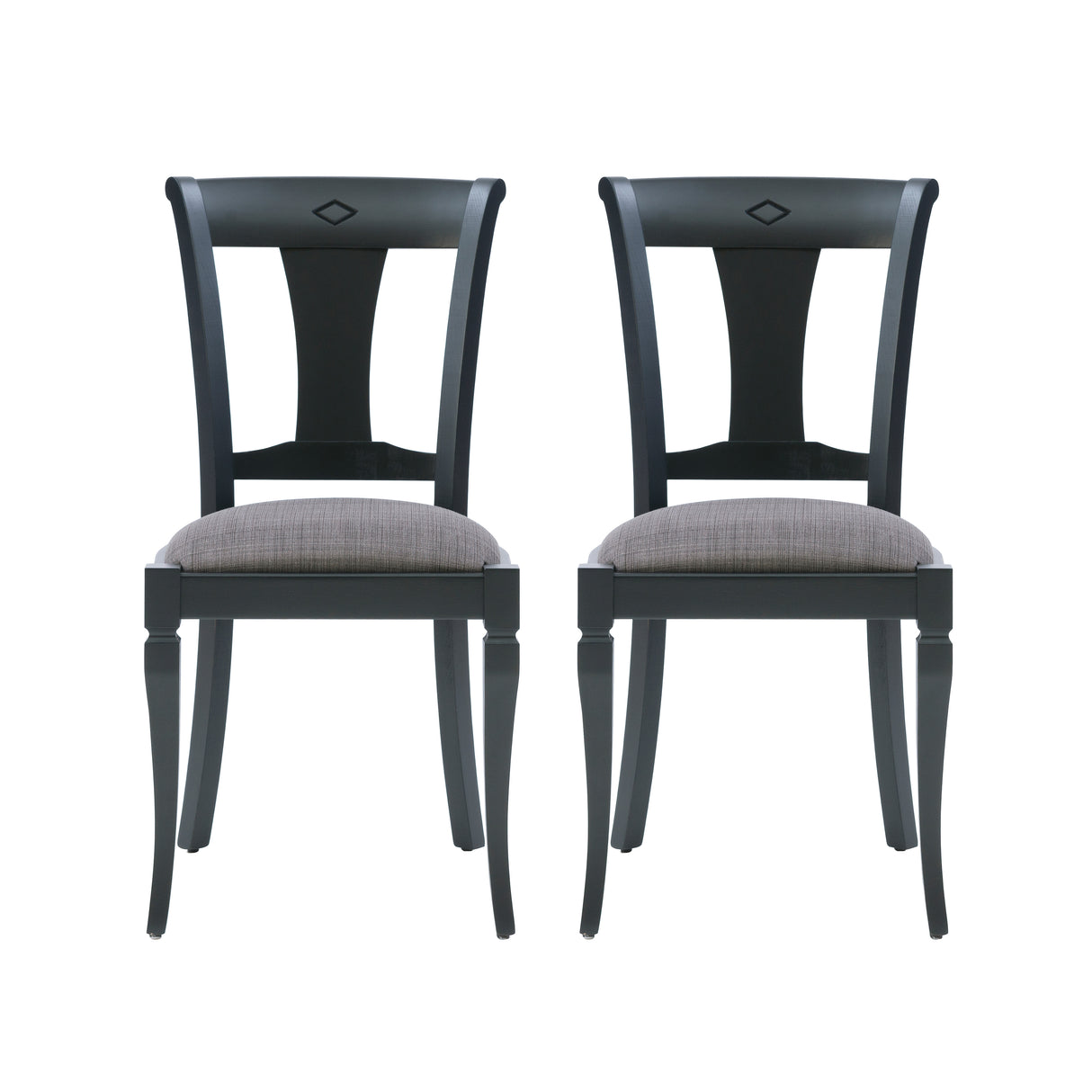 Roma Black Chair Upholstered Seat (Set oe 2)