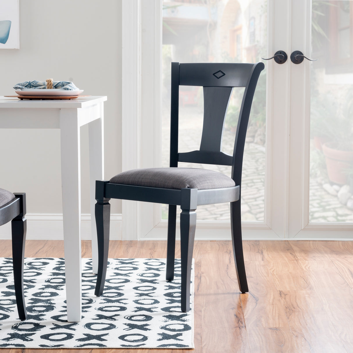 Roma Black Chair Upholstered Seat (Set oe 2)