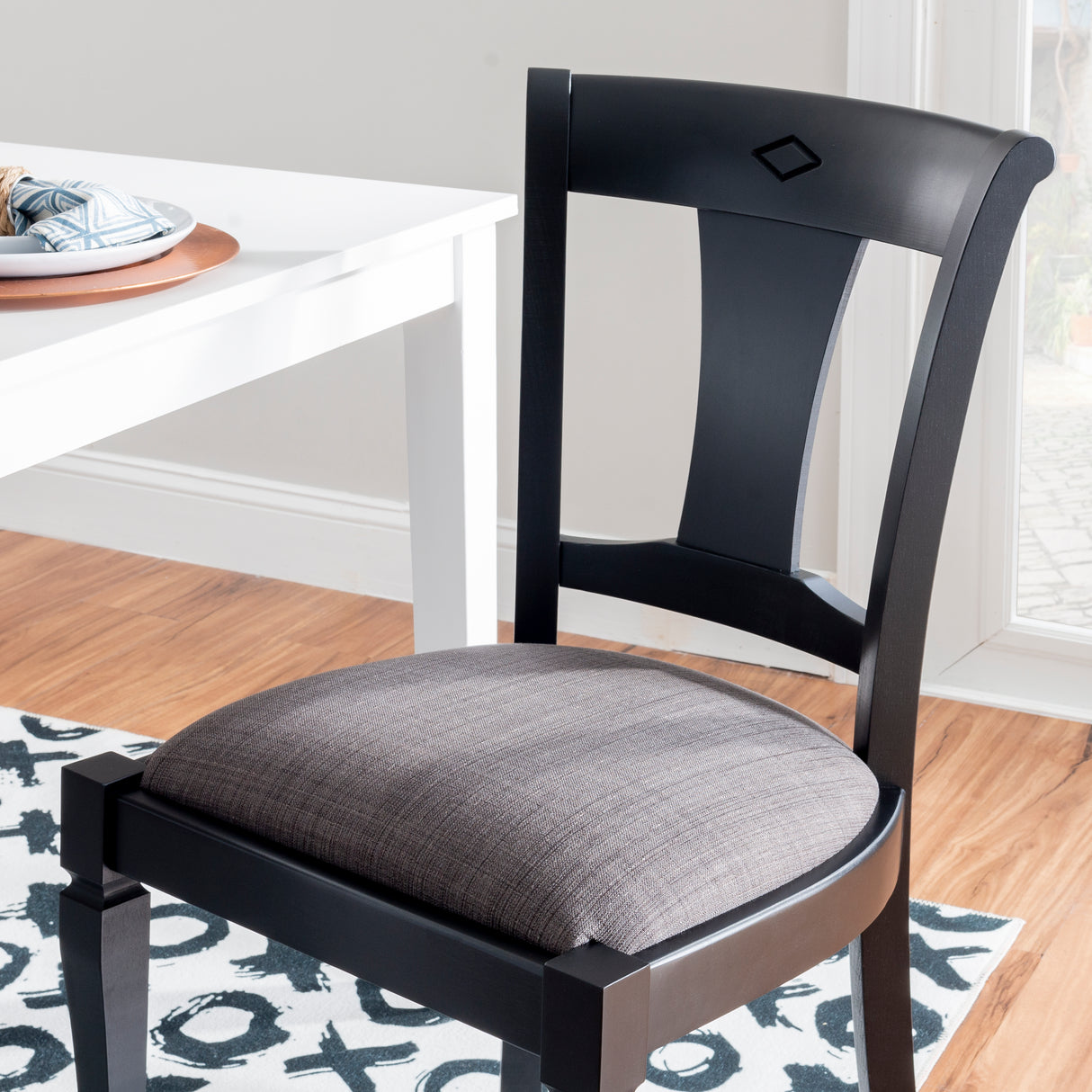 Roma Black Chair Upholstered Seat (Set oe 2)