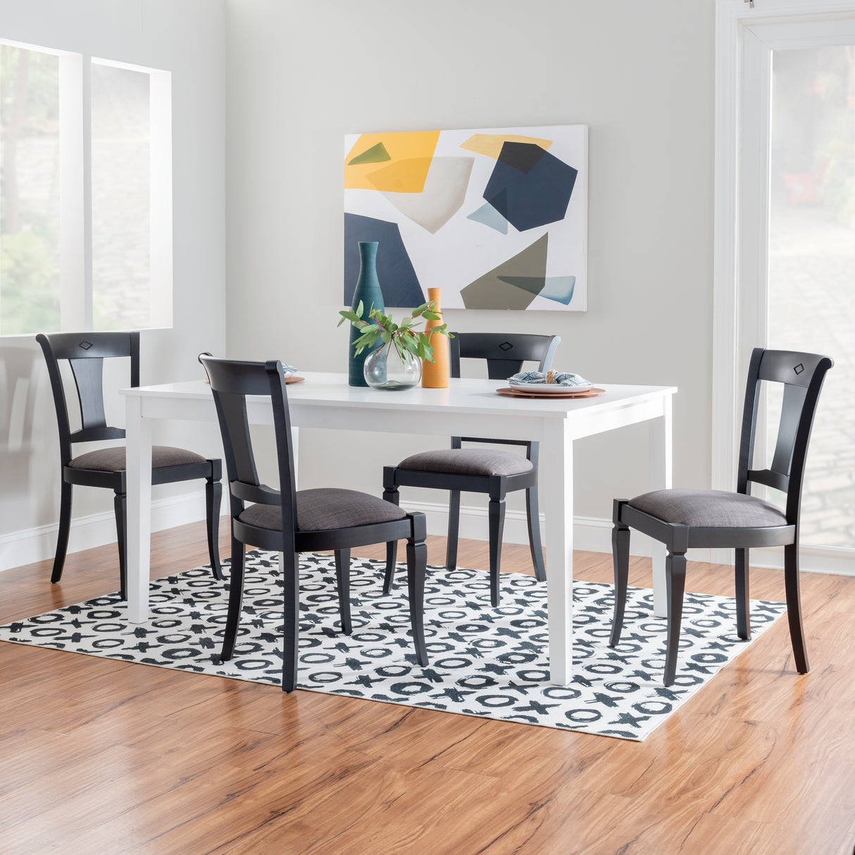 Roma Black Chair Upholstered Seat (Set oe 2)