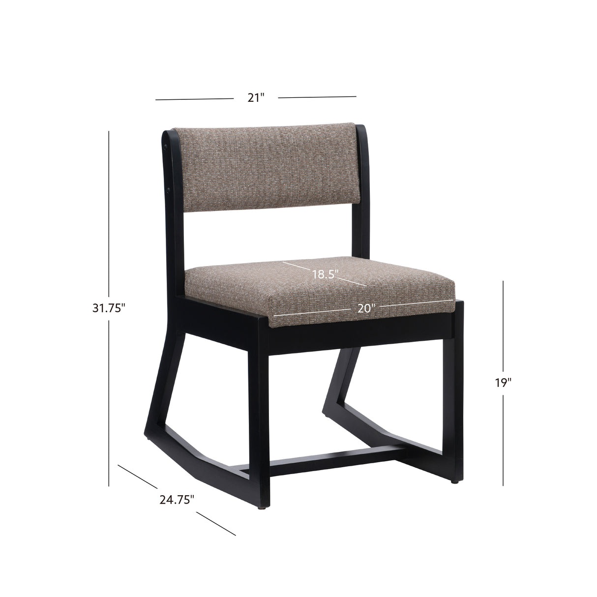 Corso Black and Gray Rocking Chair with Upholstered Seat