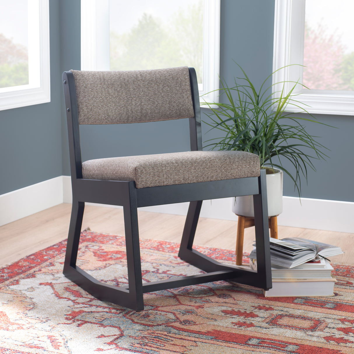 Corso Black and Gray Rocking Chair with Upholstered Seat