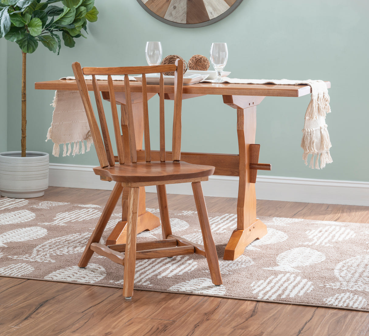 Leeville Med Oak Wood Side Chair (Set of 2)