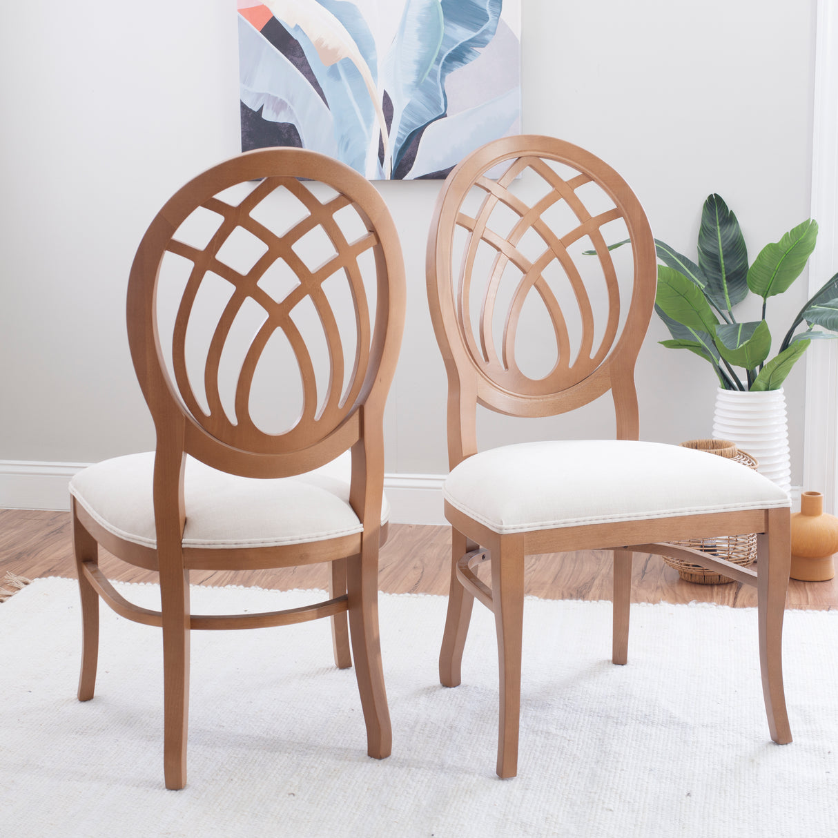 Oakley Brown Dining Chair with Upholstered Seat (Set of 2)