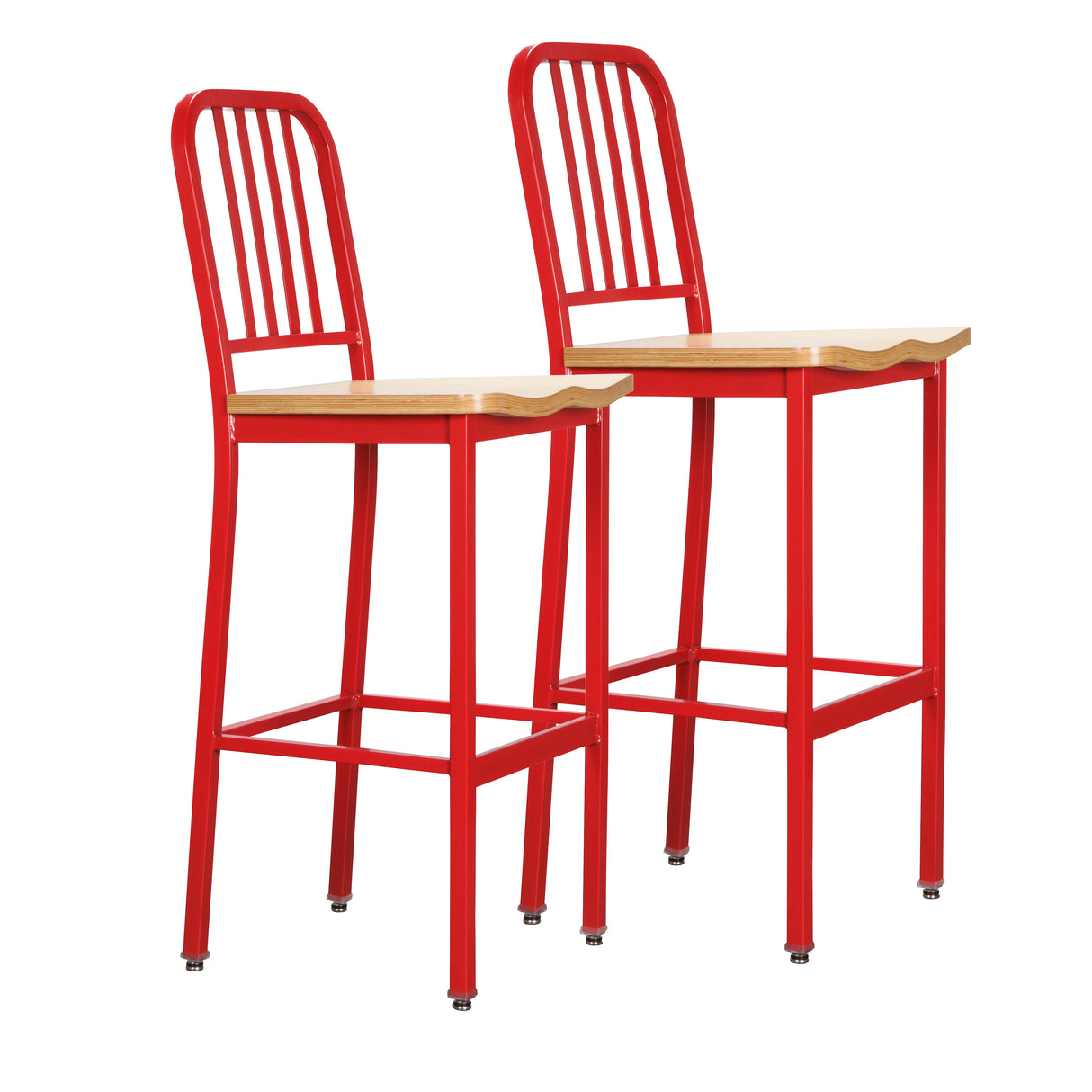 Soren Metal Bar Stools With Wood Seat (Set of 2)
