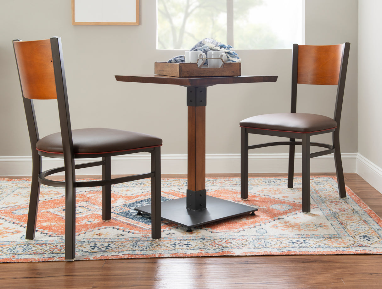 Sylas Black Upholstered Metal Side Chair With Wood Back (Set of 2)