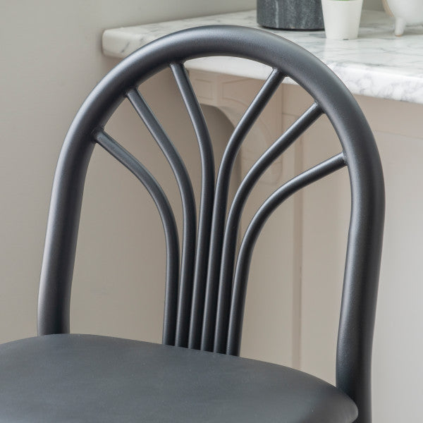 Soleil Black Vinyl Metal Bar Stools (Set of 2)