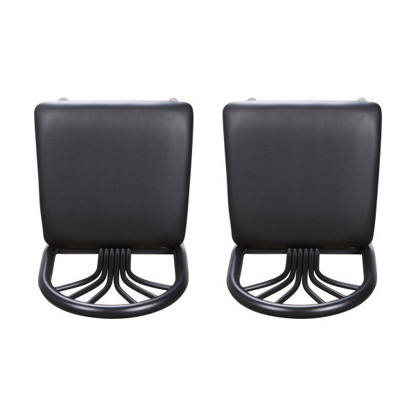 Soleil Black Vinyl Metal Bar Stools (Set of 2)