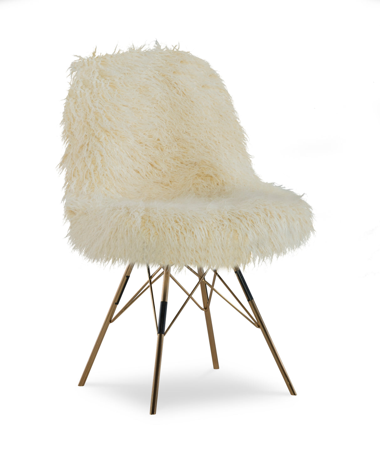 Daisy Faux Flokati Chair With Gold Legs