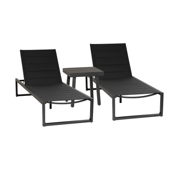 Alora Aluminum 3PC Chaise Lounge and Table Set