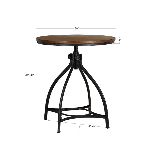 Haywood Gray Round Adjustable Bar Table