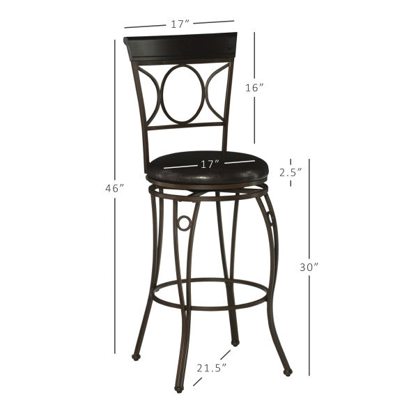Circles Brown Back Metal Stool