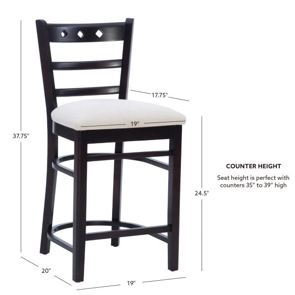 Dotty Dark Brown Counter Stools with Upholstered Seat (Set of 2)