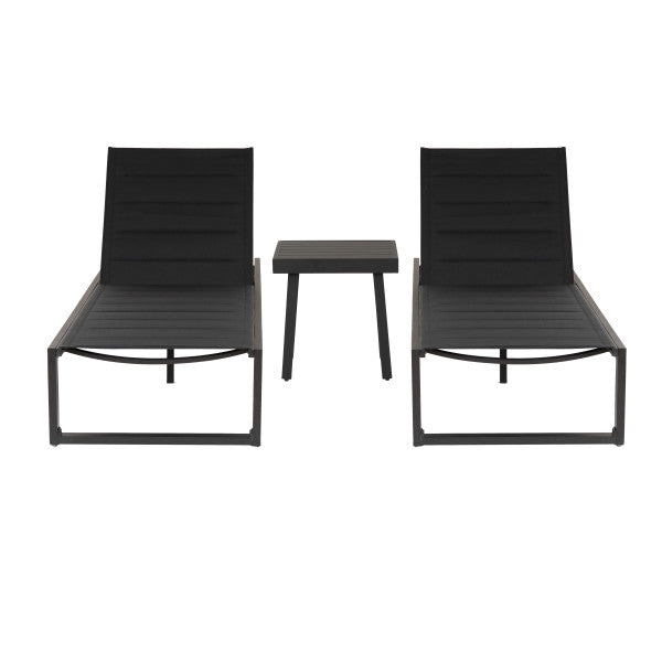 Alora Aluminum 3PC Chaise Lounge and Table Set