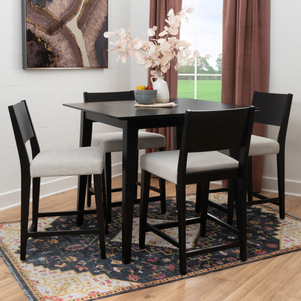 Cosgrove Black Upholstered 5PC Counter Set