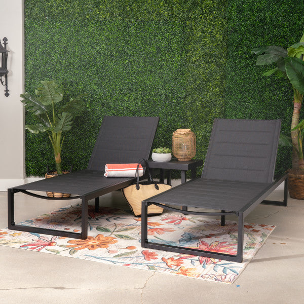 Alora Aluminum 3PC Chaise Lounge and Table Set