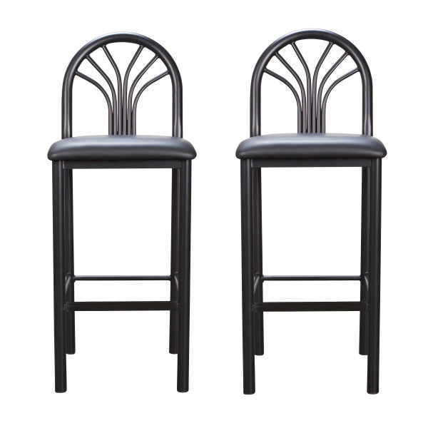 Soleil Black Vinyl Metal Bar Stools (Set of 2)