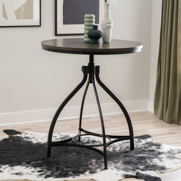Haywood Gray Round Adjustable Bar Table