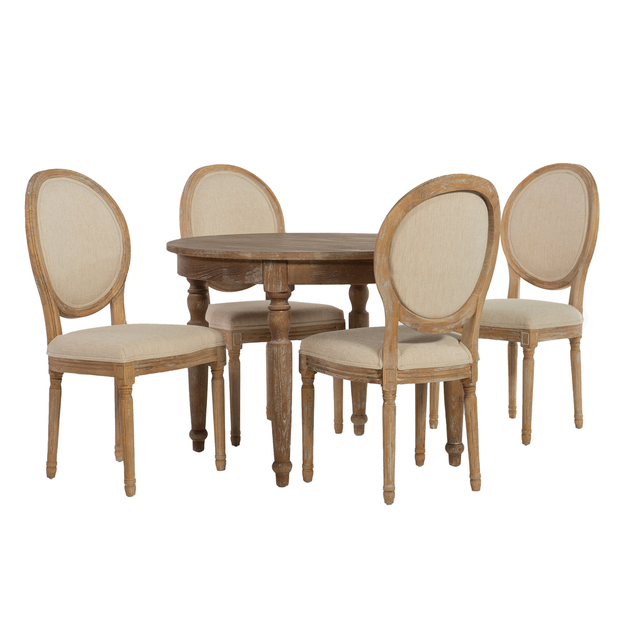 Shiraz 5PC Set Round Table 4 Oval Chairs