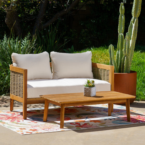 St. Lucia Brown Loveseat and Table Outdoor Set