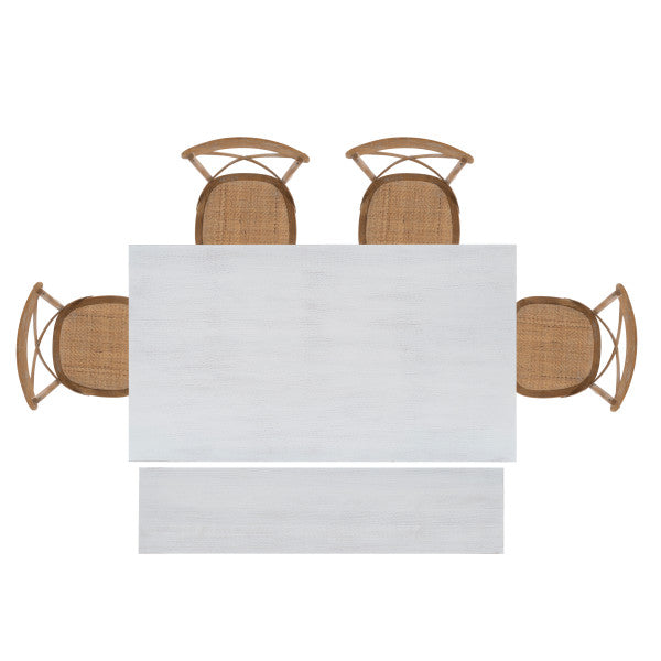 Banks White 6 Piece Table Bench 4 Chair