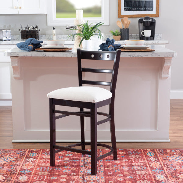 Dotty Dark Brown Counter Stools with Upholstered Seat (Set of 2)