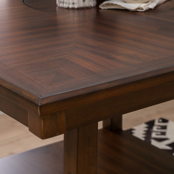 Seneca Brown Counter Height Table With Lazy Susan
