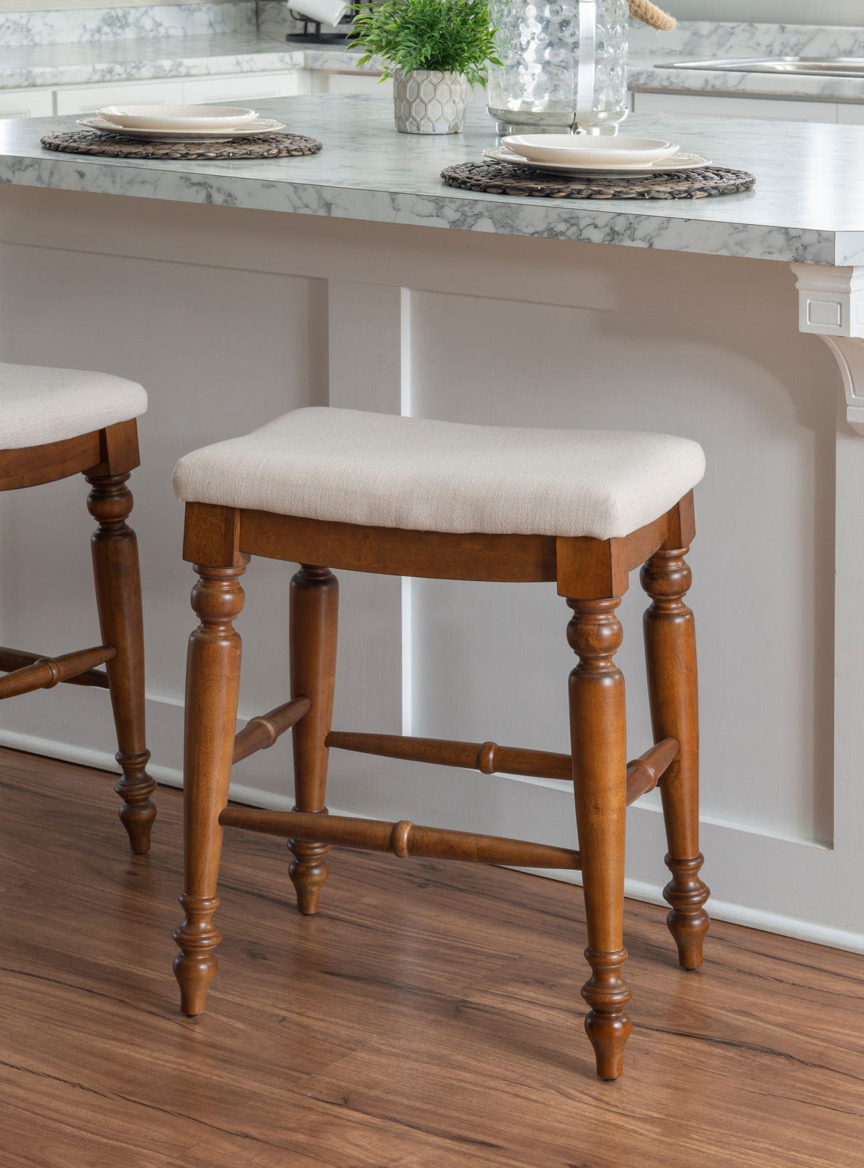 Marino Antique Backless Bar or Counter Stool