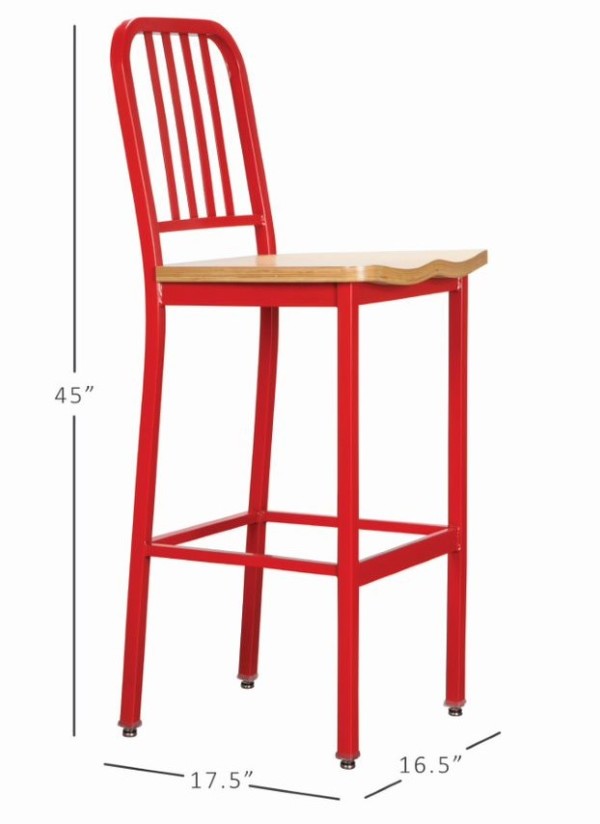 Soren Metal Bar Stools With Wood Seat (Set of 2)