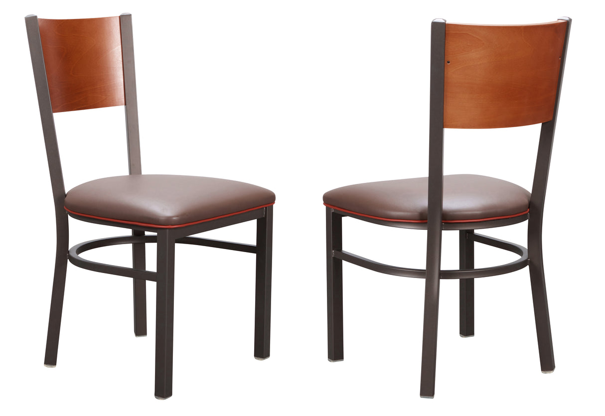 Sylas Black Upholstered Metal Side Chair With Wood Back (Set of 2)