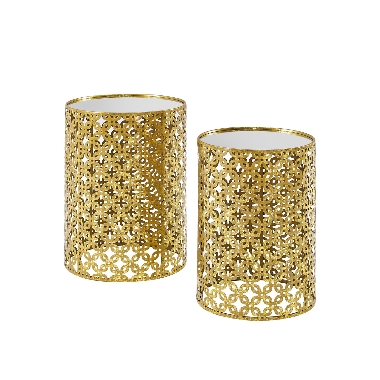 Gia Gold Nested Set of 2 Tables With Mirror