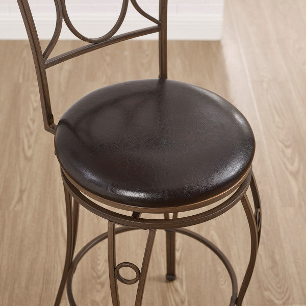 Circles Brown Back Metal Stool