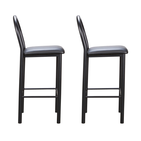 Soleil Black Vinyl Metal Bar Stools (Set of 2)
