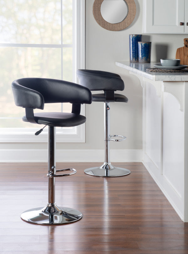 Devan Faux Leather Barrel Bar Stool