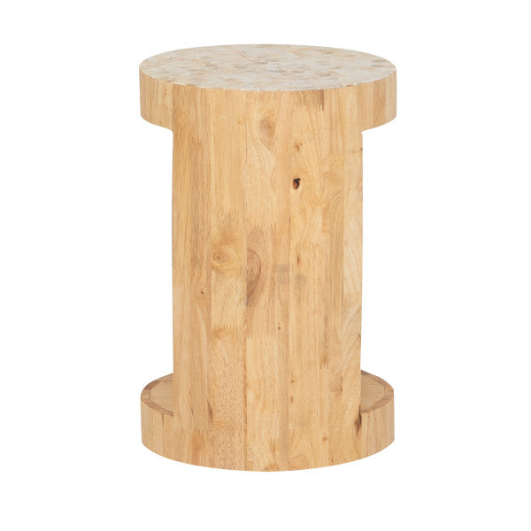Capiz Beige and Wood Side Table