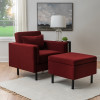 Welby Berry Velvet Chair and Ottoman Set
