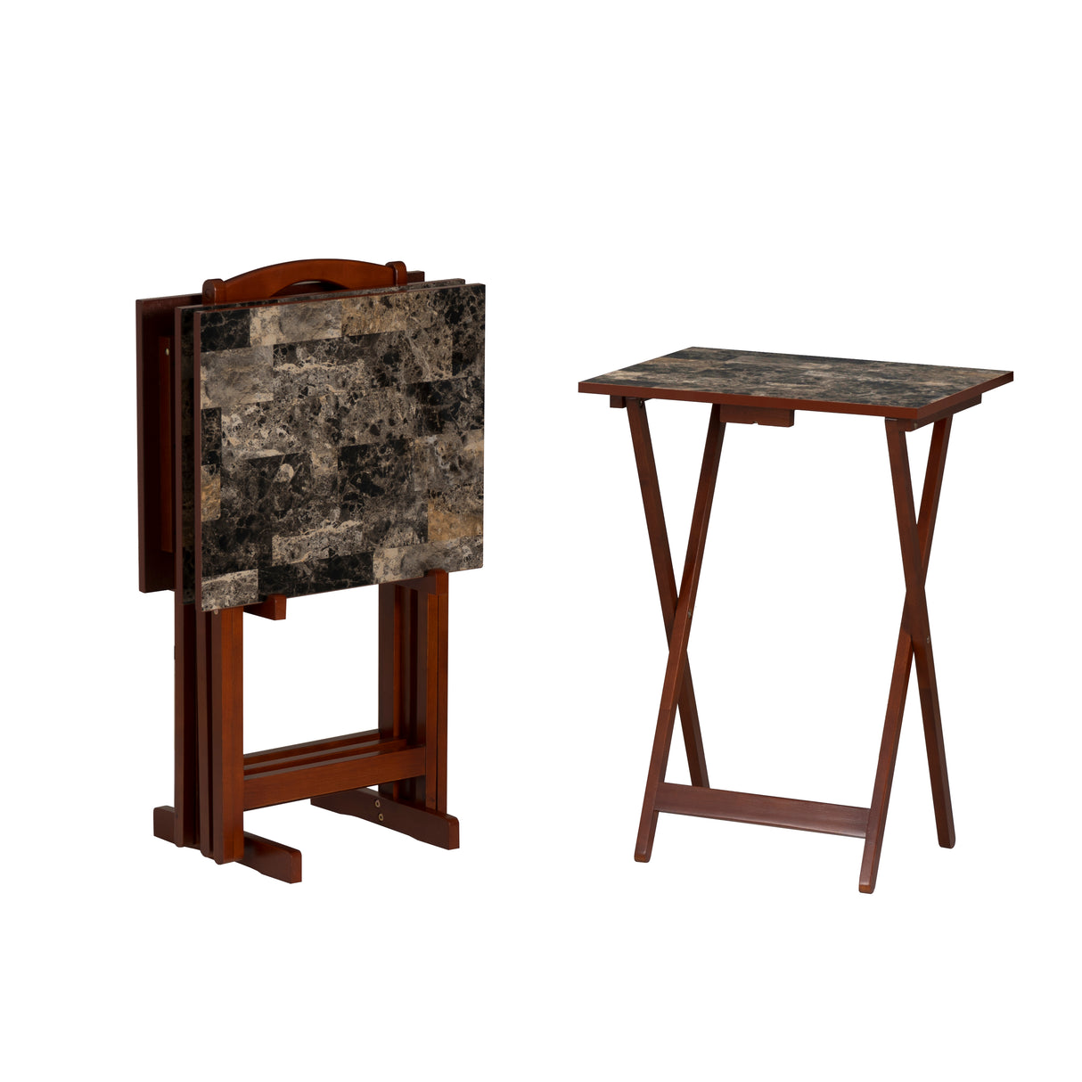 Talia Tray Table Set With Faux Marble