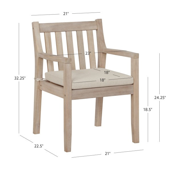 Svana Natural Armed Outdoor Dining Chair (Set of 2)