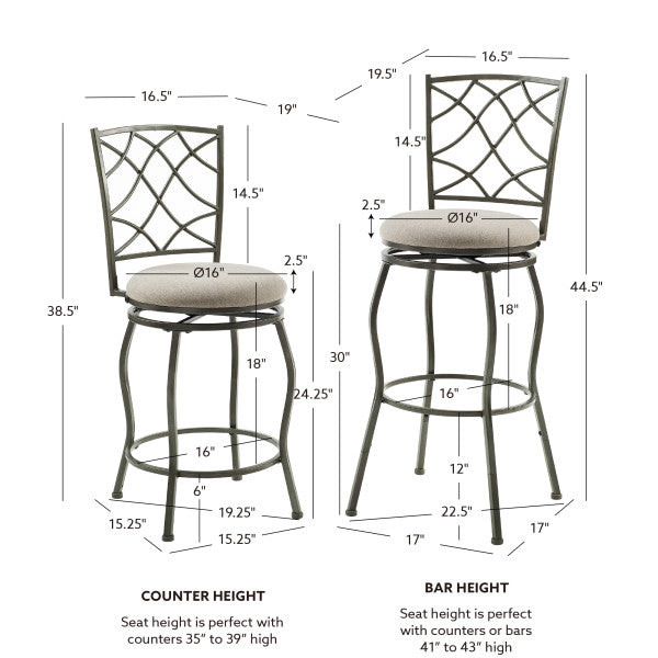 Karla Pewter Adjustable Leg Stools (Set of 3)