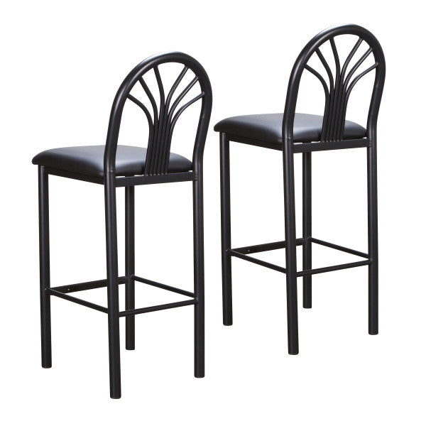 Soleil Black Vinyl Metal Bar Stools (Set of 2)