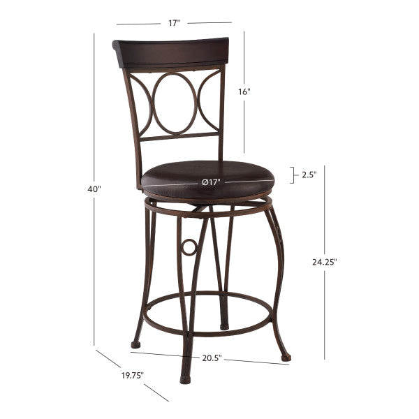 Circles Brown Back Metal Stool