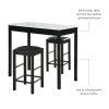 Lance Tavern Set Black With Faux Marble Top