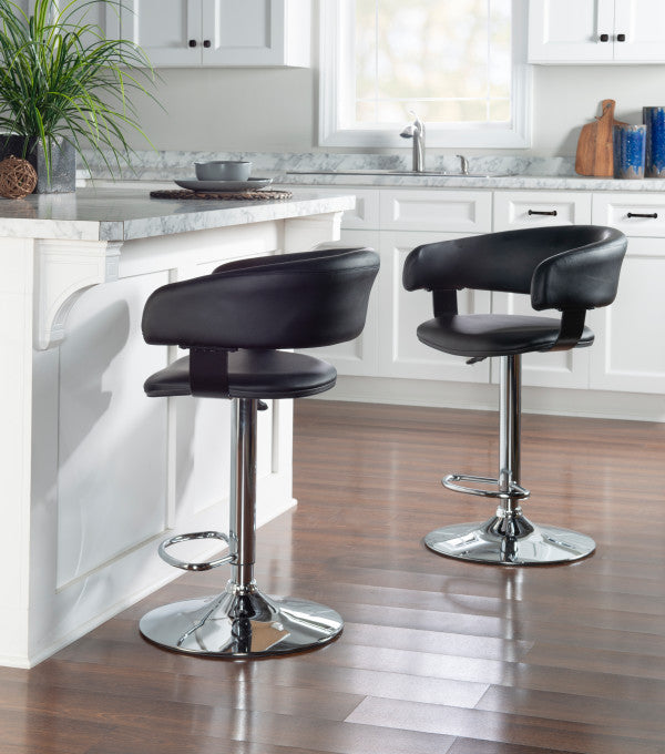 Devan Faux Leather Barrel Bar Stool