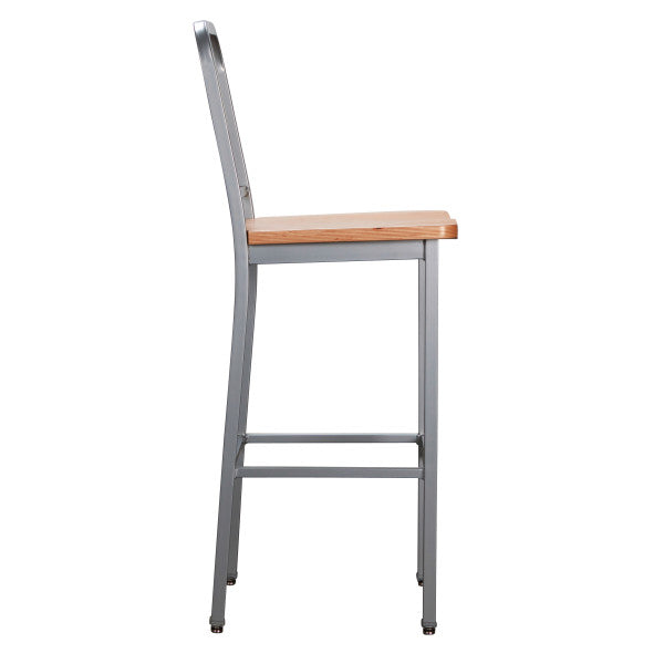 Soren Metal Bar Stools With Wood Seat (Set of 2)